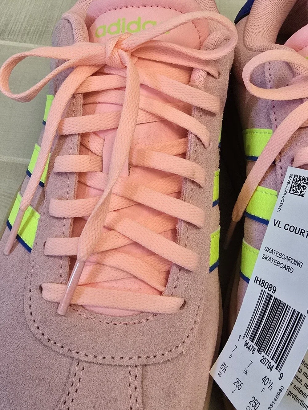{8.5} NWT Adidas VL Court Bold Pink Spark Lucid Lemon Lucid Blue Skateboarding